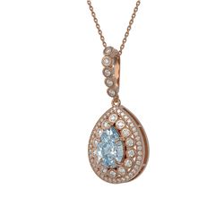 3.77 ctw Aquamarine & Diamond Victorian Necklace 14K Rose Gold