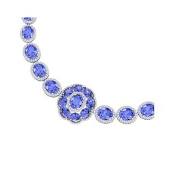 55.84 ctw Tanzanite & VS Diamond Necklace 18K White Gold