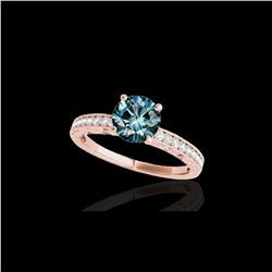 1.43 ctw SI Certified Blue Diamond Solitaire Antique Ring 10K Rose Gold