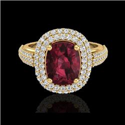 3.10 ctw Garnet & Micro Pave VS/SI Diamond Certified Ring 10K Yellow Gold