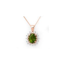 3.55 ctw Green Tourmaline & Diamond Necklace 14K Rose Gold
