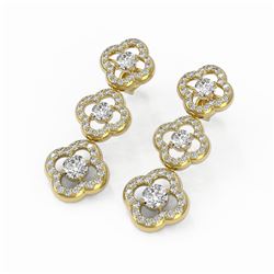 4 ctw Diamond Designer Earrings 18K Yellow Gold