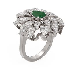 3.52 ctw Emerald & Diamond Ring 18K White Gold