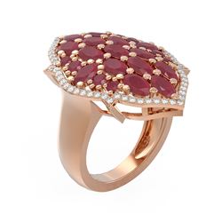 7.19 ctw Ruby & Diamond Ring 18K Rose Gold
