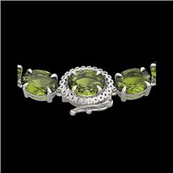 35.25 ctw Green Tourmaline & VS/SI Diamond Micro Necklace 14K White Gold