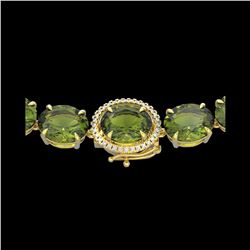 145 ctw Green Tourmaline & VS/SI Diamond Micro Necklace 14K Yellow Gold