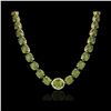 Image 2 : 145 ctw Green Tourmaline & VS/SI Diamond Micro Necklace 14K Yellow Gold