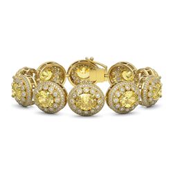 40.37 ctw Canary Citrine & Diamond Victorian Bracelet 14K Yellow Gold