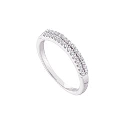 14k White Gold Round Diamond 2-row Wedding Anniversary Bridal Band 1/5 Cttw