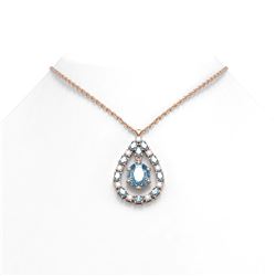 9.97 ctw Blue Topaz & Diamond Necklace 18K Rose Gold