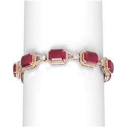 57.3 ctw Ruby & Diamond Bracelet 18K Rose Gold