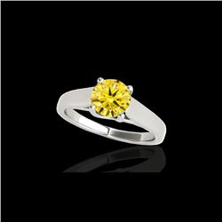 1 ctw Certified SI/I Fancy Intense Yellow Diamond Ring 10K White Gold