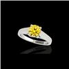 Image 1 : 1 ctw Certified SI/I Fancy Intense Yellow Diamond Ring 10K White Gold