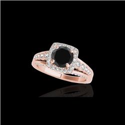 2 ctw Certified VS Black Diamond Solitaire Halo Ring 10K Rose Gold