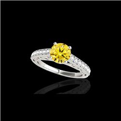 1.65 ctw Certified SI/I Fancy Intense Yellow Diamond Ring 10K White Gold