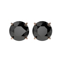 3.50 ctw Fancy Black Diamond Solitaire Stud Earrings 10K Rose Gold
