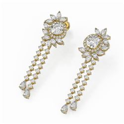 6.5 ctw Cushion Cut Diamonds Designer Earrings 18K Yellow Gold