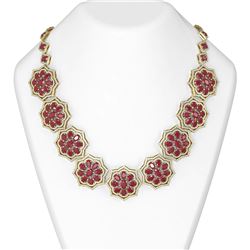 81.71 ctw Ruby & Diamond Necklace 18K Yellow Gold