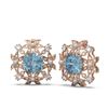 Image 2 : 9.83 ctw Aquamarine & Diamond with Pearl Earrings 18K Rose Gold