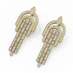 12.36 ctw Oval Cut Diamonds Designer Earrings 18K Yellow Gold