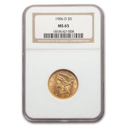 1906-D $5 Liberty Gold Half Eagle MS-65 NGC