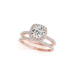 1.45 ctw Certified VS/SI Diamond 2pc Wedding Set Halo 14K Rose Gold