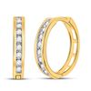 Image 1 : 10kt Yellow Gold Round Diamond Hoop Earrings 1/5 Cttw