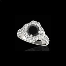2.81 ctw Certified VS Black Diamond Solitaire Halo Ring 10K White Gold