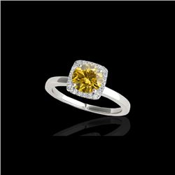 1.15 ctw Certified SI/I Fancy Intense Yellow Diamond Ring 10K White Gold