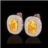 Image 1 : 6 ctw Citrine & Micro Pave VS/SI Diamond Earrings 14K Rose Gold