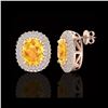 Image 2 : 6 ctw Citrine & Micro Pave VS/SI Diamond Earrings 14K Rose Gold