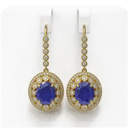 17.22 ctw Sapphire & Diamond Victorian Earrings 14K Yellow Gold