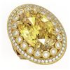 Image 1 : 18.67 ctw Canary Citrine & Diamond Victorian Ring 14K Yellow Gold