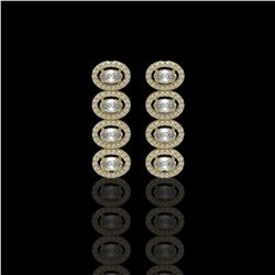 3.84 ctw Oval Cut Diamond Micro Pave Earrings 18K Yellow Gold