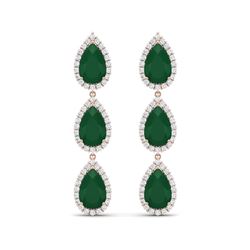 27.06 ctw Emerald & VS Diamond Earrings 18K Rose Gold