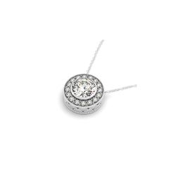 1.6 ctw VS/SI Diamond Solitaire Halo Necklace 14K White Gold