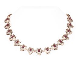 26.3 ctw Ruby & Diamond Necklace 18K Rose Gold