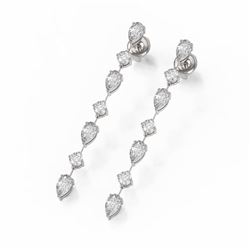 2.88 ctw Pear Cut Diamond Designer Earrings 18K White Gold