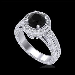 2.8 ctw Fancy Black Diamond Engagement Art Deco Ring 18K White Gold
