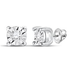 10kt White Gold Round Diamond Solitaire Illusion Earrings 1/20 Cttw