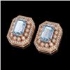 Image 2 : 10.91 ctw Aquamarine & Diamond Victorian Earrings 14K Rose Gold