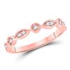 Image 1 : 14kt Rose Gold Round Diamond Classic Stackable Band Ring 1/10 Cttw
