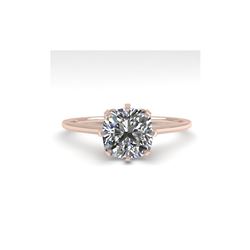 1.0 ctw Certified VS/SI Cushion Diamond Engagement Ring 18K Rose Gold