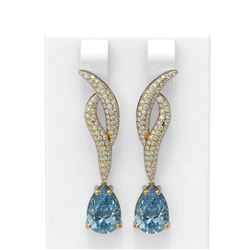 4.67 ctw Blue Topaz & Diamond Earrings 18K Yellow Gold