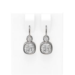 2.24 ctw Cushion Diamond Earrings 18K White Gold