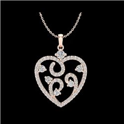 1.15 ctw Micro Pave VS/SI Diamond Designer Necklace 14K Rose Gold