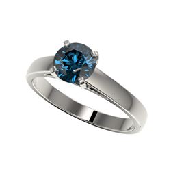 1.25 ctw Certified Intense Blue Diamond Engagement Ring 10K White Gold