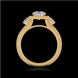 2.5 ctw Princess VS/SI Diamond Micro Pave 3 Stone Ring 18K Yellow Gold
