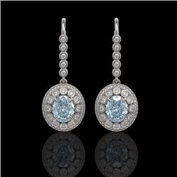 7.65 ctw Aquamarine & Diamond Victorian Earrings 14K White Gold