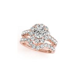 4.01 ctw Certified VS/SI Diamond 2pc Wedding Set Halo 14K Rose Gold